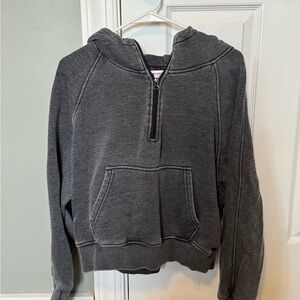 Pink Lily Black Acid Wash Quarter Zip